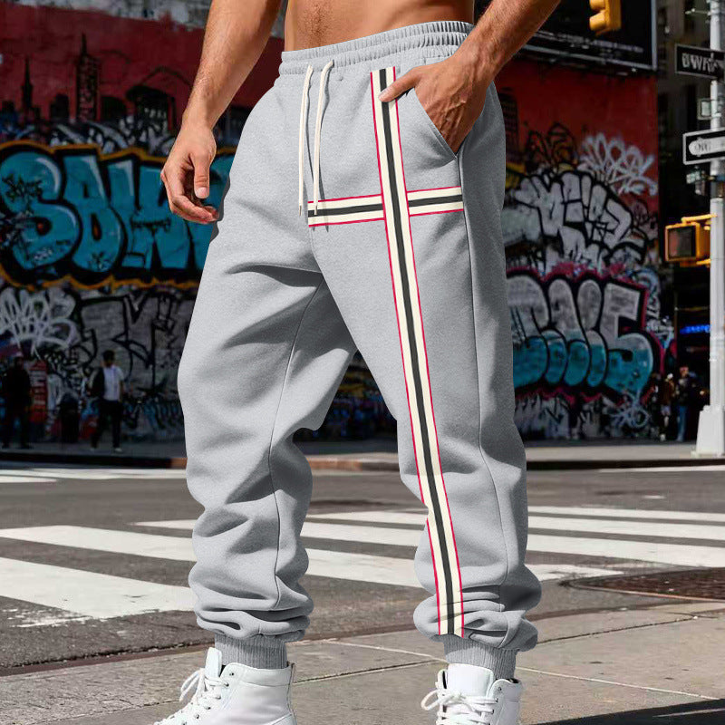 Men's jogging pants with side tape stripe and elastic drawstring waistband Mune Fashion