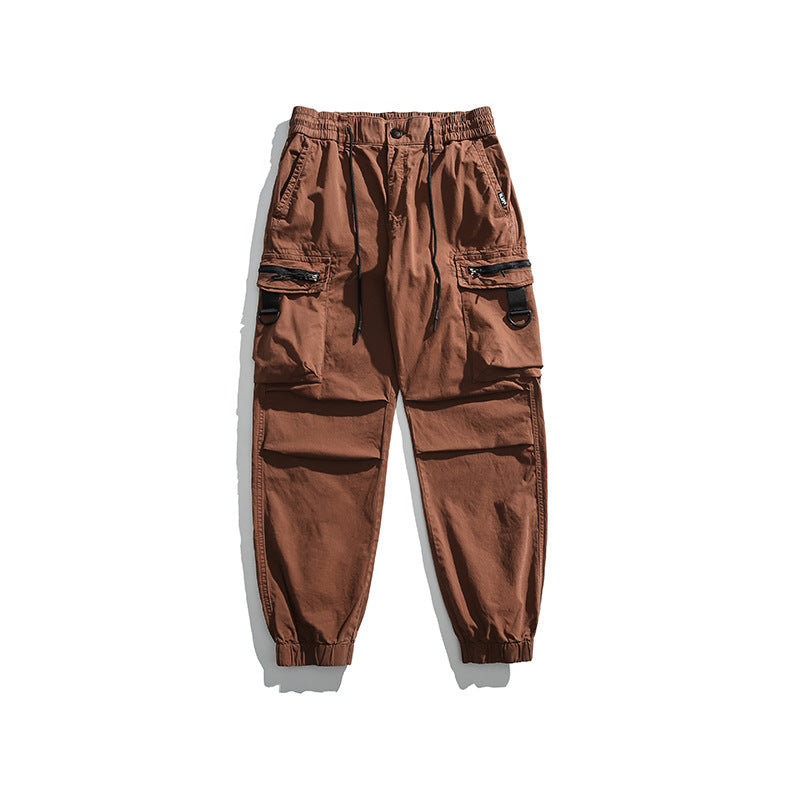 Men's Multifunctional Cargo Jogging Pants with D-Rings, Zipper Flaps, and Elastic Cuffs Mune Fashion
