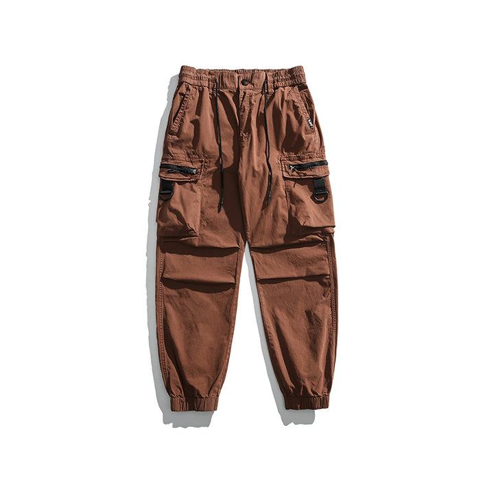 Men's Multifunctional Cargo Jogging Pants with D-Rings, Zipper Flaps, and Elastic Cuffs Mune Fashion