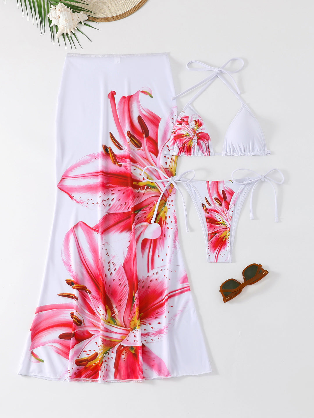 Women's Beach Dress with Blooming Bikini Set Mune Fashion