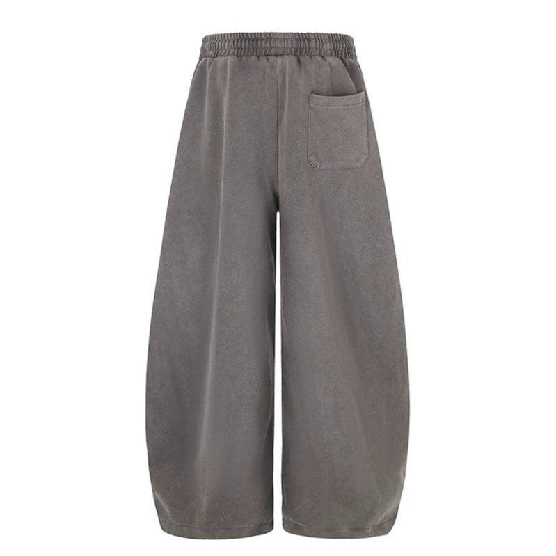Women's Extra Wide Palazzo Sweatpants with Drawstring Waist, Adjustable Hem, and Gothic Print Mune Fashion
