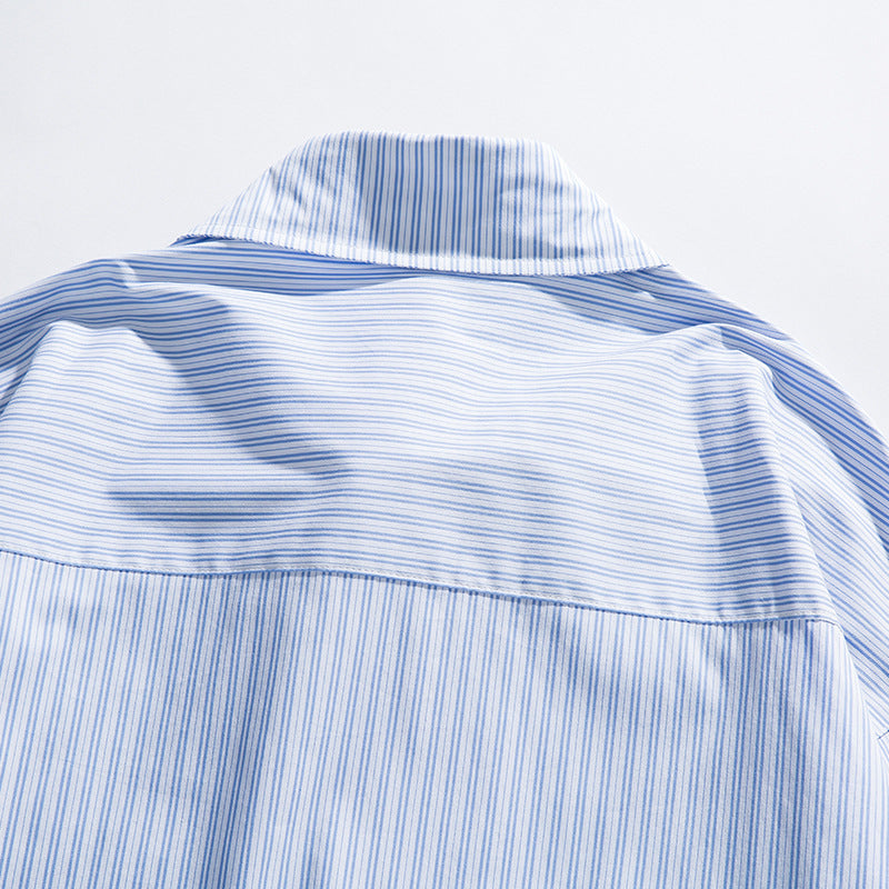Men's Oversized Cotton Shirt with Fine Stripes and Chest Pocket Mune Fashion