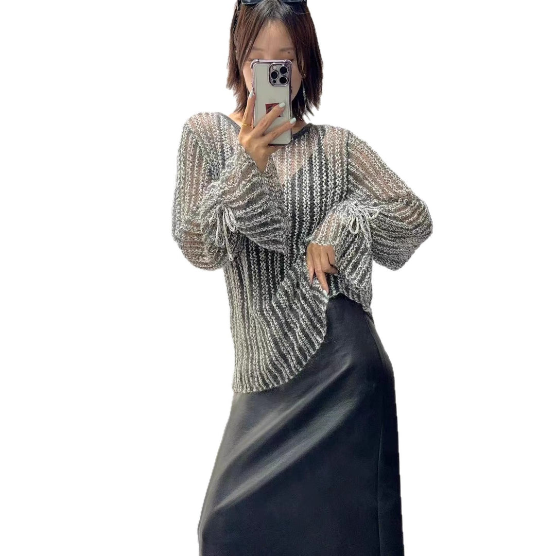 Women Elegant Transparent Sweater Mune Fashion
