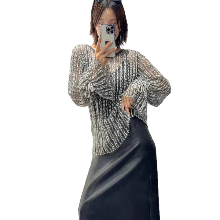 Women Elegant Transparent Sweater Mune Fashion