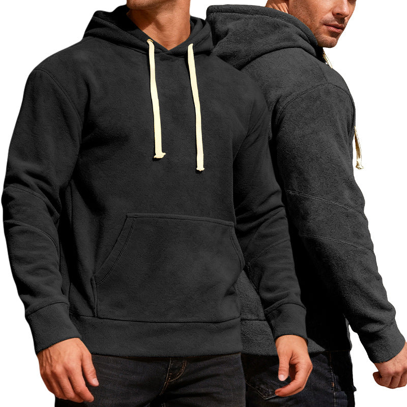 Men's nan velvety hoodie with seam details, kangaroo pocket and contrast cord Mune Fashion