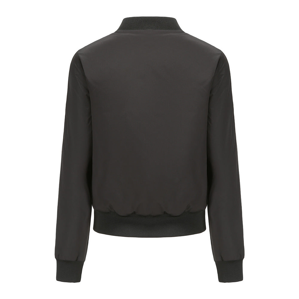 Women's casual bomber jacket with side contrast stripes, quilted inner lining and ribbed cuffs Mune Fashion