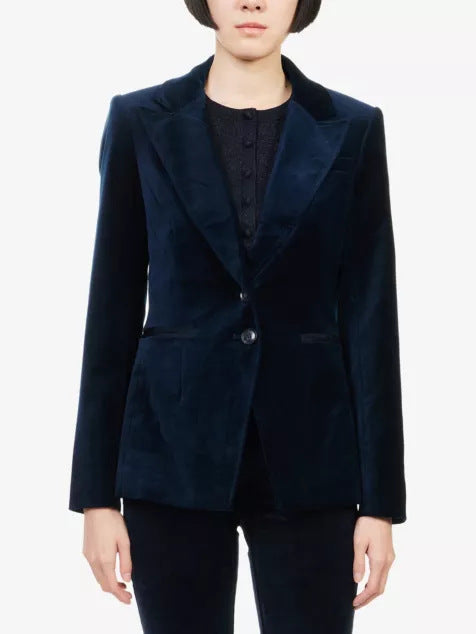 Women velvet blazer with tailored silhouette and lapel collar Drune