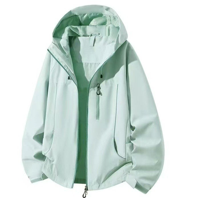 Men's Waterproof Hooded Softshell Jacket with Windproof Cut and Zipper Mune Fashion