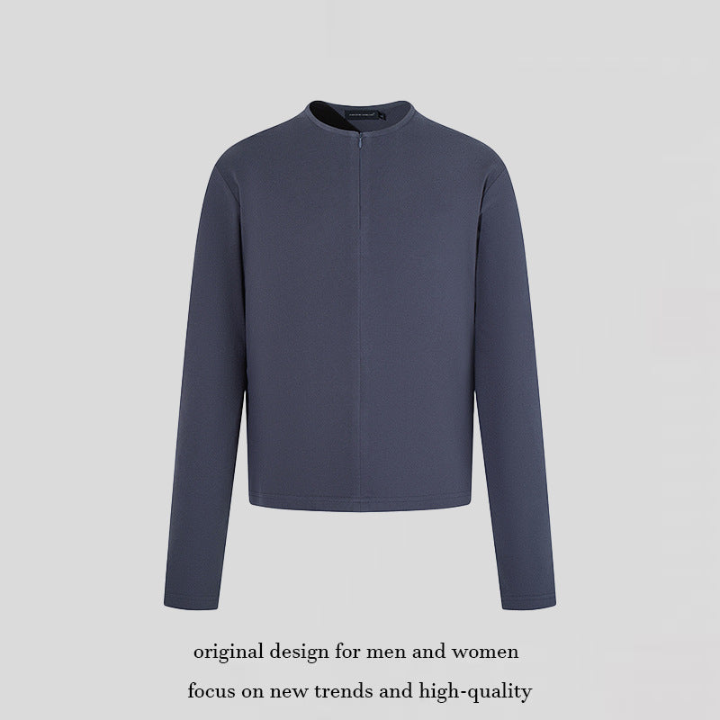 Women Boxy Short Blazer with Stand Collar and Hidden Zipper Mune Fashion
