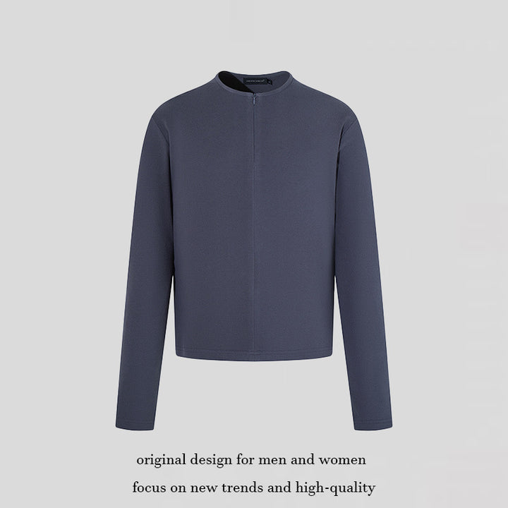 Women Boxy Short Blazer with Stand Collar and Hidden Zipper Mune Fashion