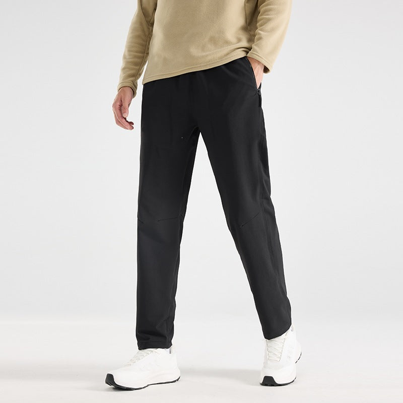 Men's Lightweight Tech Jogging Pants with Elastic Waistband, Zipper Pockets & Tapered Leg Mune Fashion