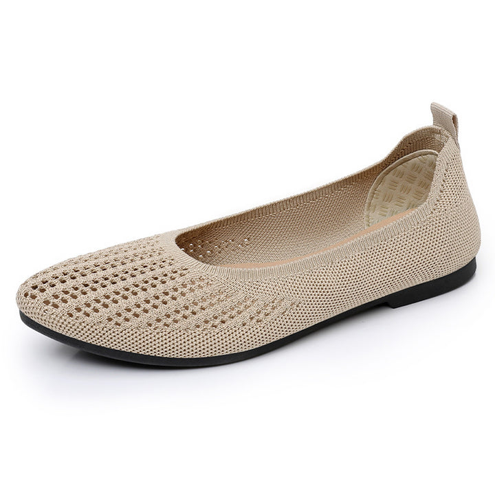 Ladies' breathable knitted ballerina slippers with perforated upper material and orthopedic memory footbed Mune Fashion