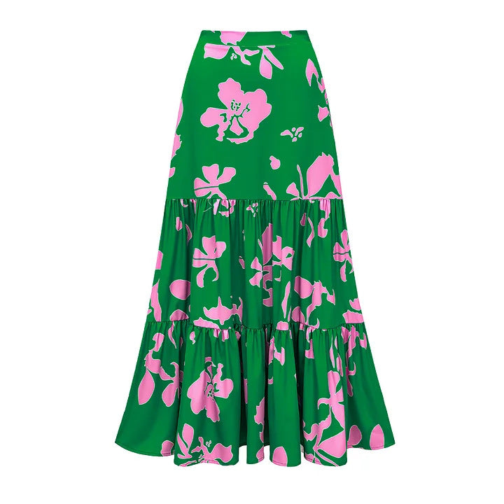 Women's One-Piece Swimsuit with Voluminous Ruffles and Floral Design Mune Fashion