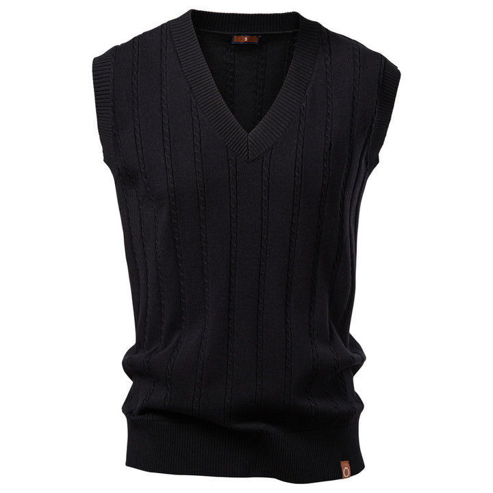 Men's sleeveless knitted vest with V-neck and ribbed hem Mune Fashion