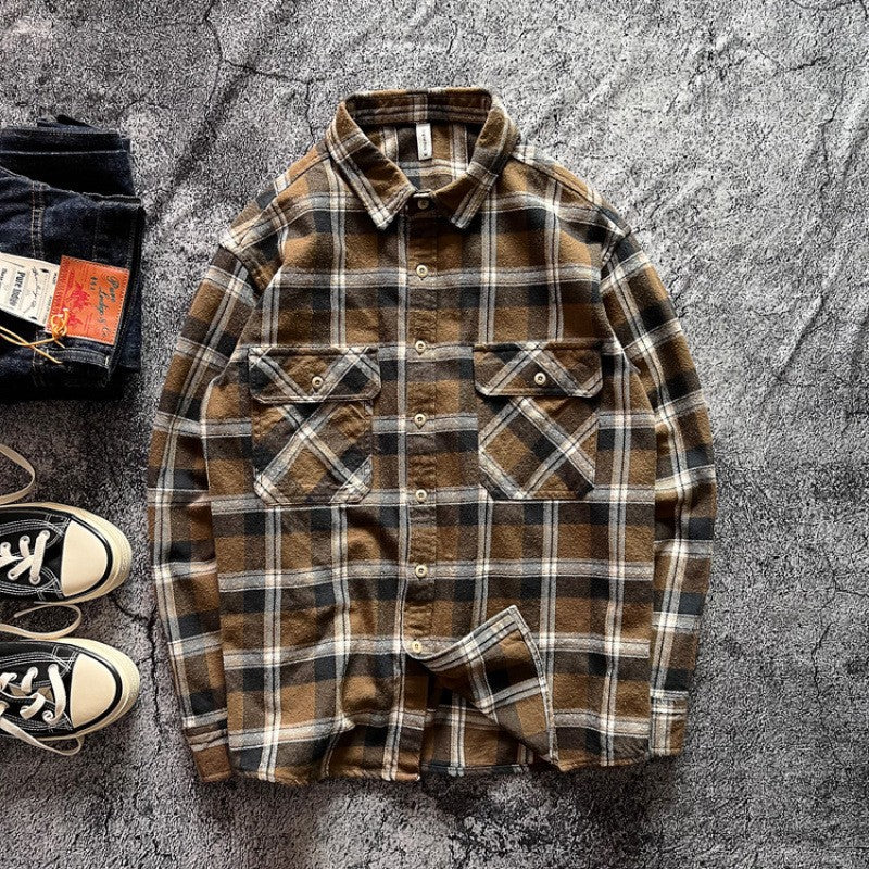 Men's Checked Shirt Jacket with Chest Pockets Mune Fashion