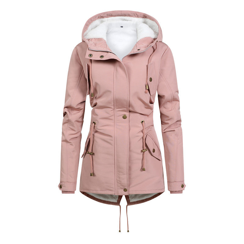 Women's Tailored Parka with Teddy Lining, Adjustable Hood and Drawstring