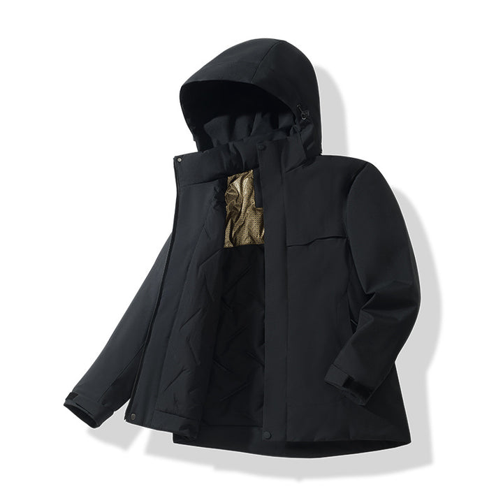 Men Water-repellent Thermal Parka with Hood, Quilted Interior & Hidden Zipper Mune Fashion