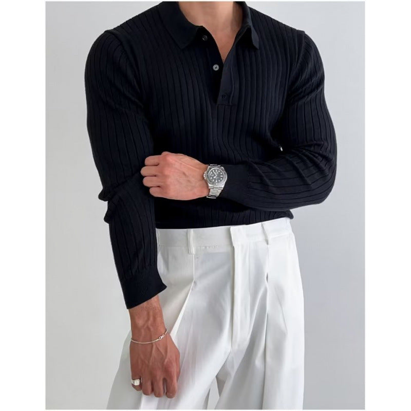 Men's Elegant Fine Knit Polo Shirt Mune Fashion