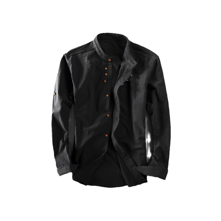 Men's casual stand-up collar shirt made of cotton blend with concealed button placket Mune Fashion
