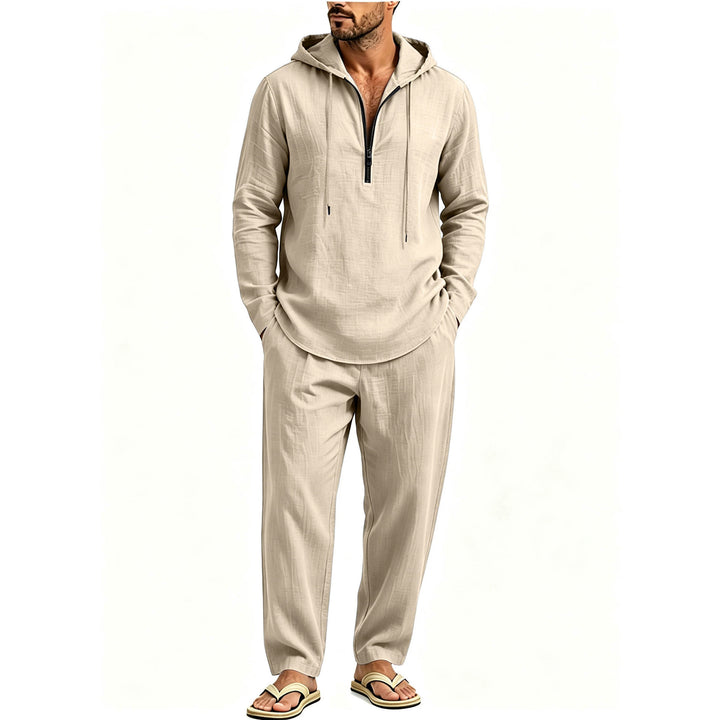 Men's Casual Lounge Set with Half-Zip Hoodie and Loose-Fitting Leisure Pants Mune Fashion