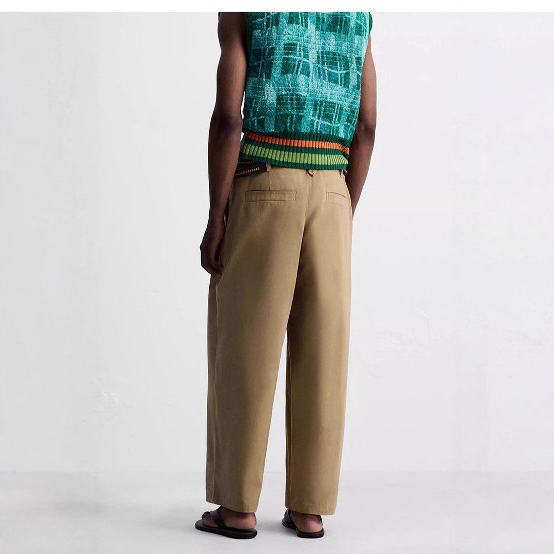 Men's wide pleated chino pants with high waistband and cropped leg Mune Fashion
