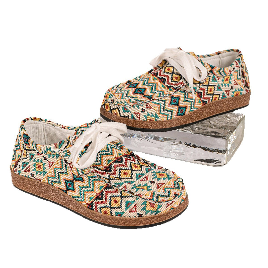 Women's Ethno-Canvas-Sneakers with padded insole and cork-look sole Mune Fashion