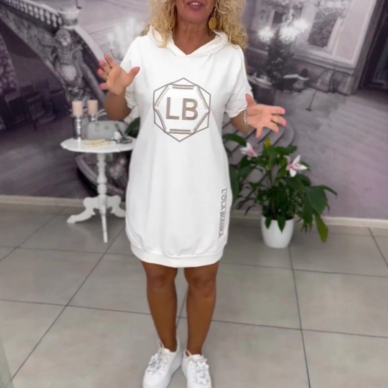 Women nan sporty hoodie tunic dress with shoulder cutouts and logo print Mune Fashion