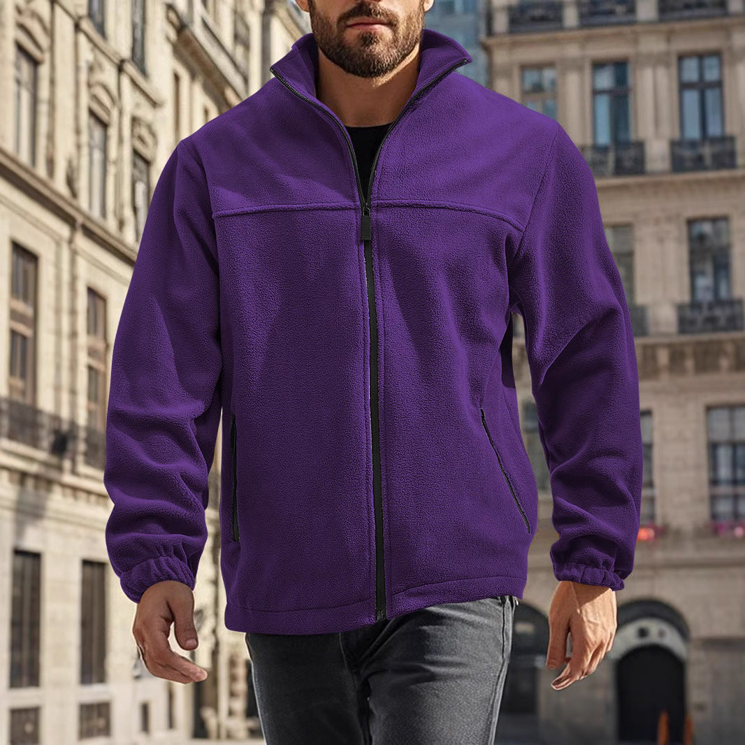 Men's fleece jacket with zipper, stand-up collar and zip pockets Mune Fashion