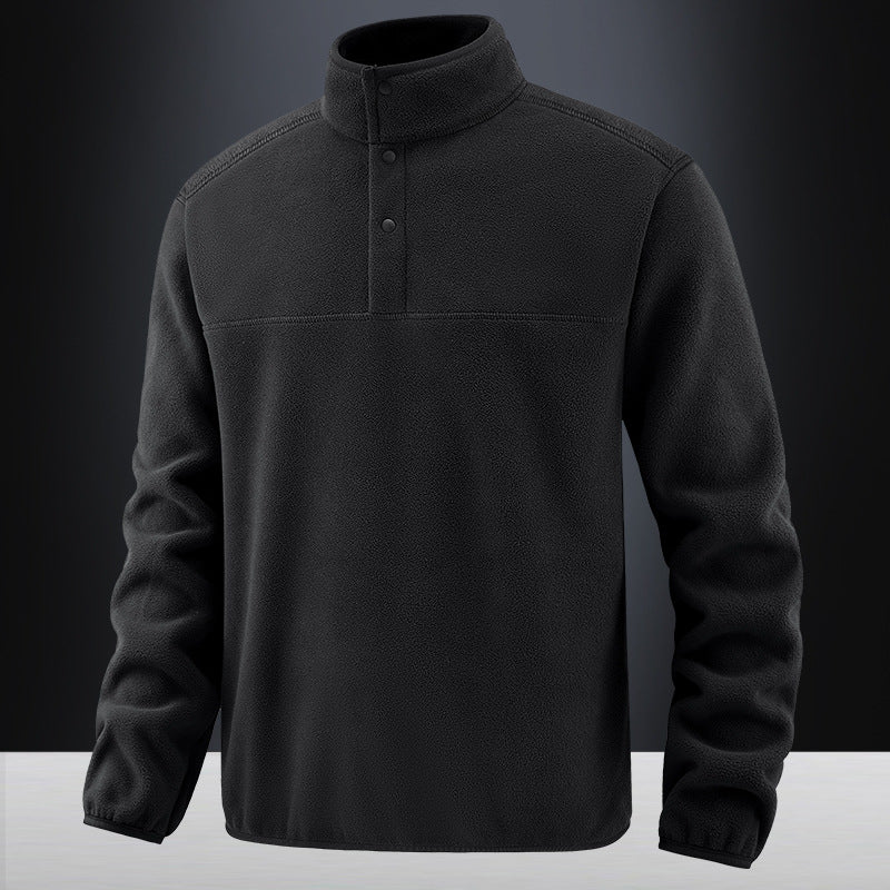 Men's fleece pullover with stand-up collar and button placket for warming mid-layer Mune Fashion