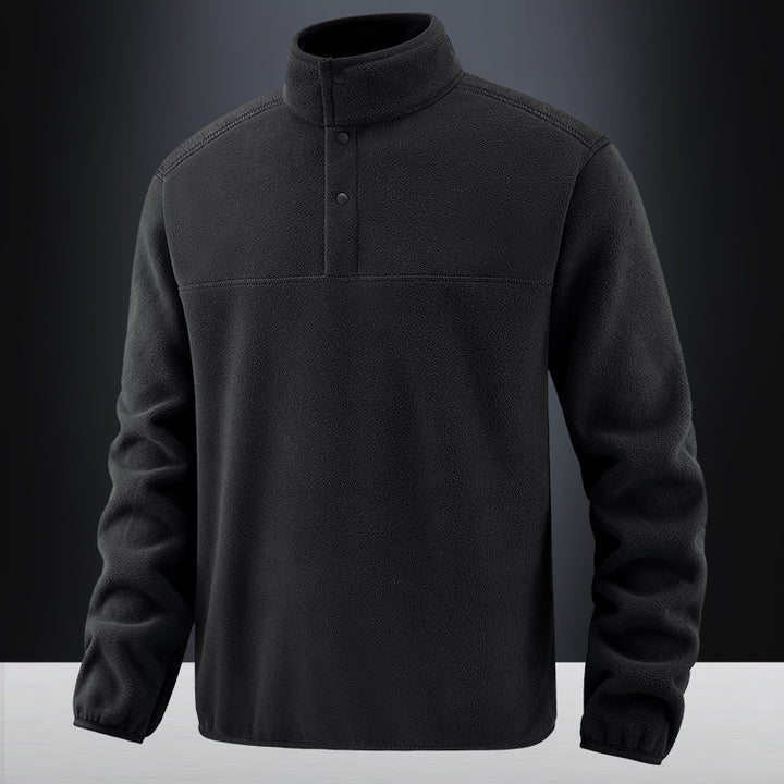 Men's fleece pullover with stand-up collar and button placket for warming mid-layer Mune Fashion
