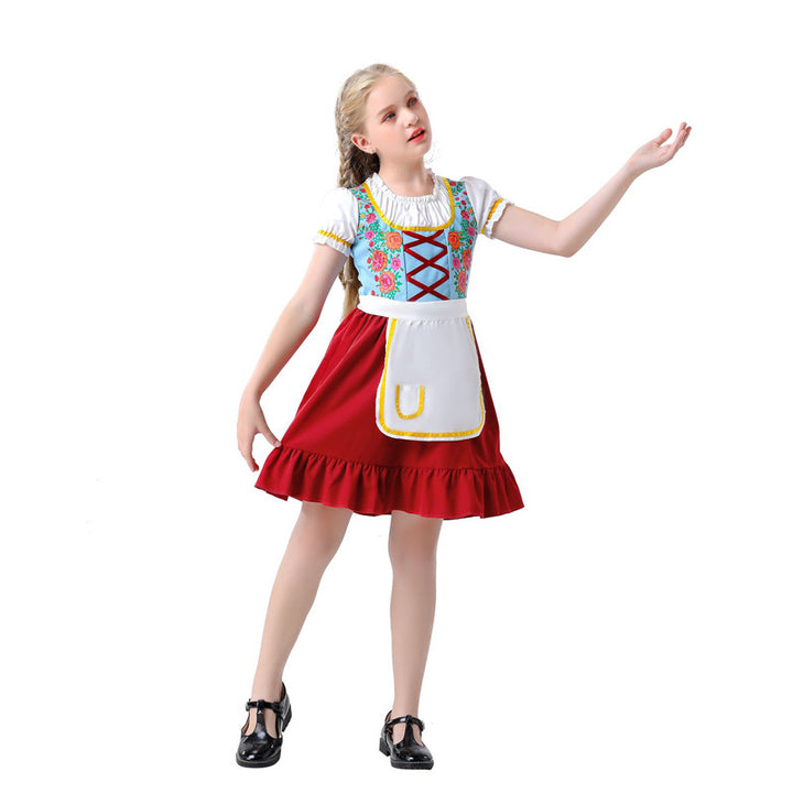 Ladies' traditional dirndl dress for children with apron and floral embroidery Mune Fashion