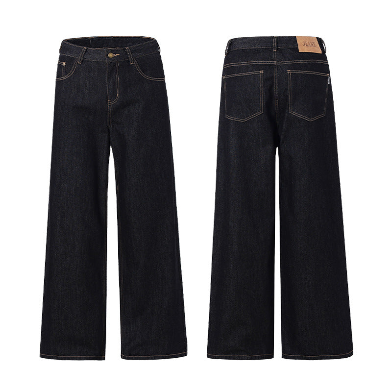 Men's Ultra-Wide Denim Palazzo Pants with Straight Leg and Clean-Minimal Silhouette Mune Fashion