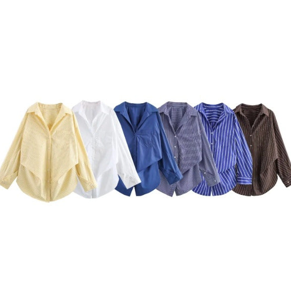 Women 200+ Oversized Cotton Shirt with Breast Pocket and Extended Back Mune Fashion