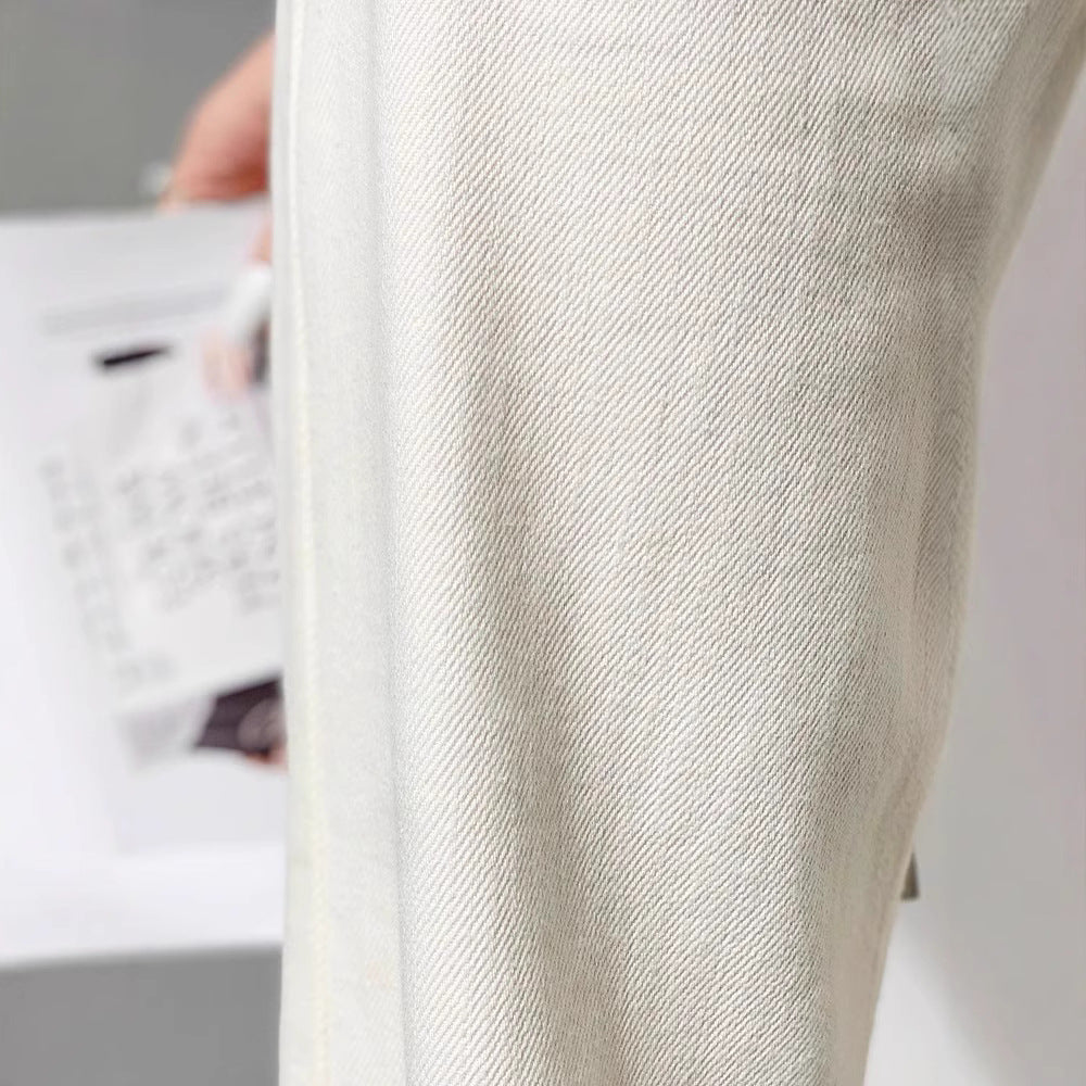 Women's high-waisted wide-leg jeans in palazzo cut with visible double-button placket Mune Fashion