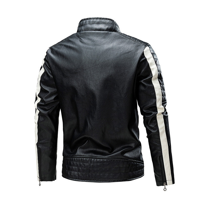 Men's Fashion Leather Jacket with Color Block Design Mune Fashion