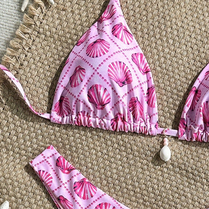 Women Triangle Bikini with Shell Motif Mune Fashion