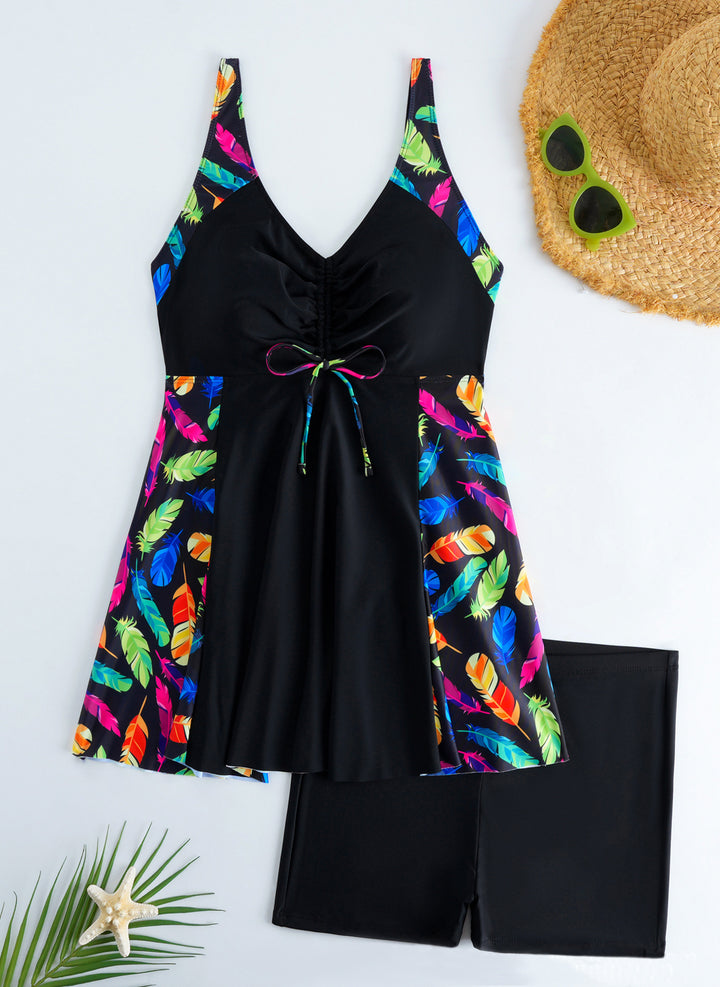 Women Beach Dress Swimsuit with Elegant Leopard Print Mune Fashion