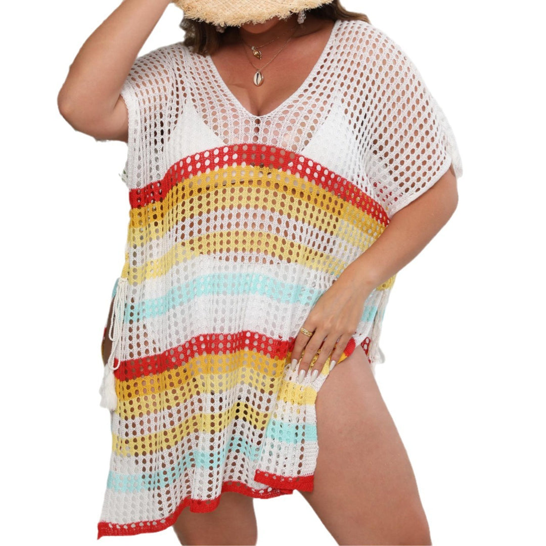 Women's airy beach cover-up with colorful hole design Mune Fashion
