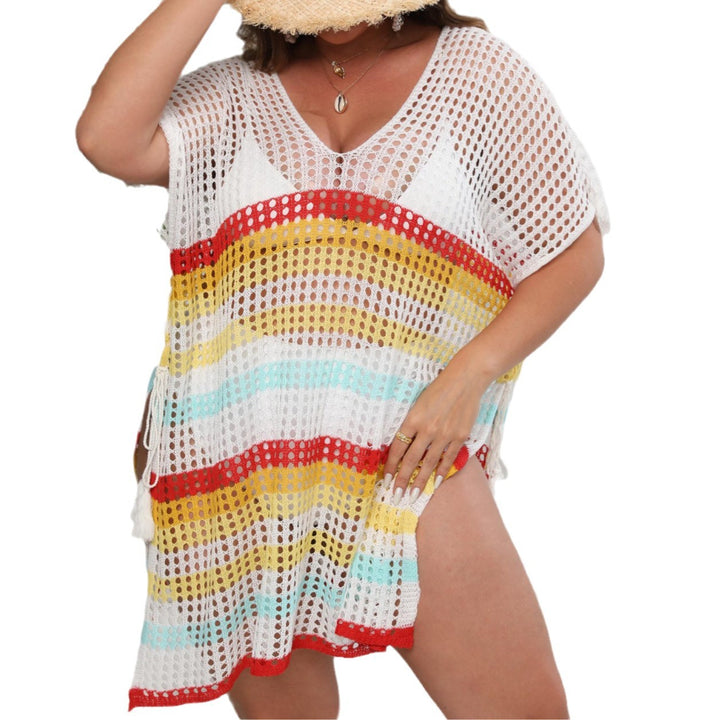 Women's airy beach cover-up with colorful hole design Mune Fashion