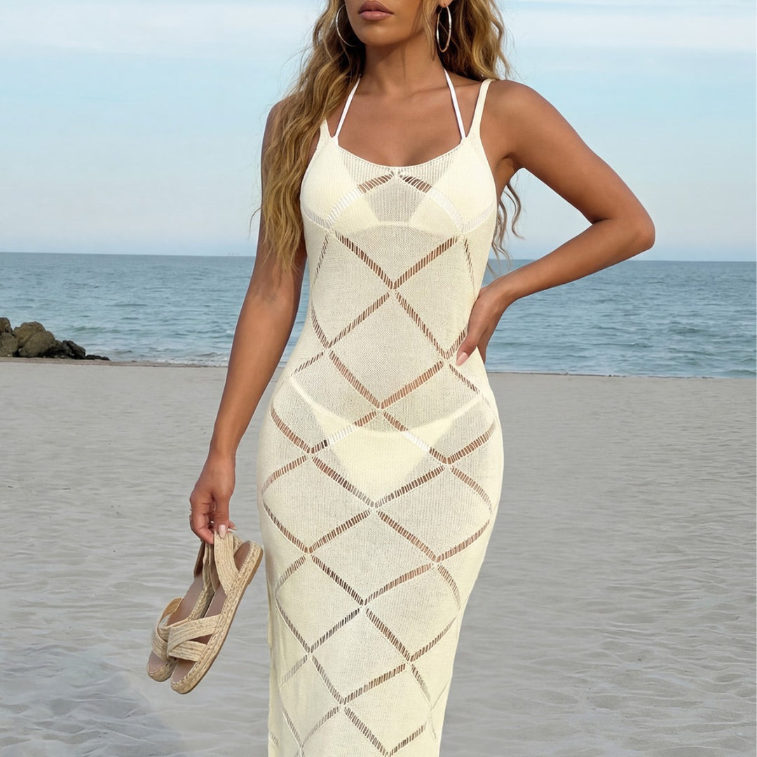 Women's elegant knitted dress with perforated design Mune Fashion