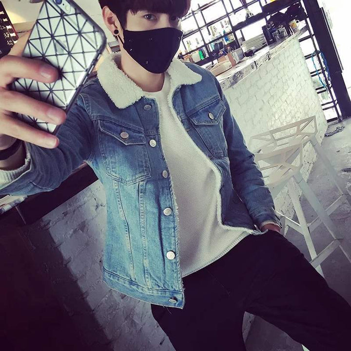 Men's Denim Jacket with Teddy Lining Mune Fashion