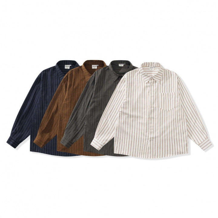Unisex Oversized Striped Shirt in Relaxed Fit with Chest Pocket Mune Fashion
