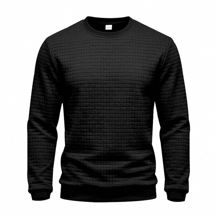 Men's Structured Round Neck Sweatshirt with Waffle Texture and Ribbed Cuffs Mune Fashion