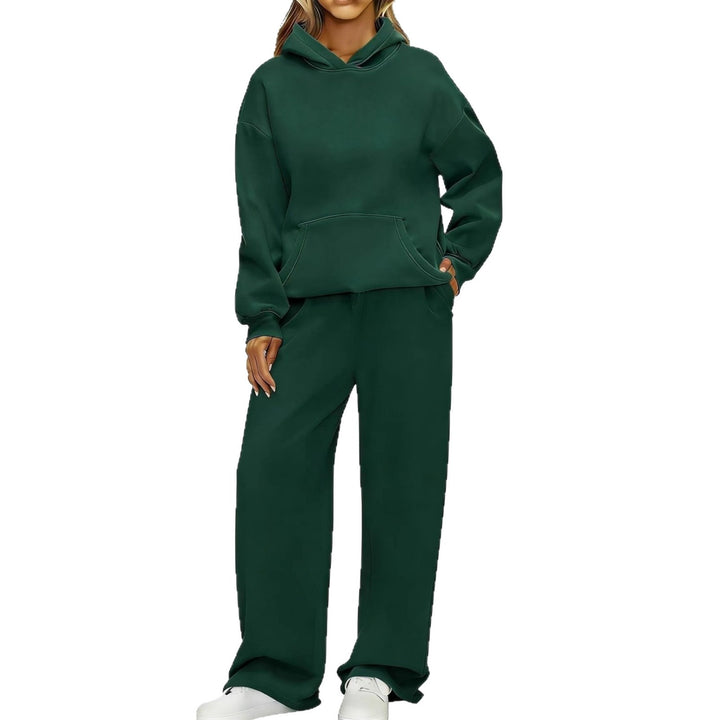 Women's Cozy Loungewear Set with oversized hoodie, kangaroo pocket and wide palazzo jogging pants Mune Fashion