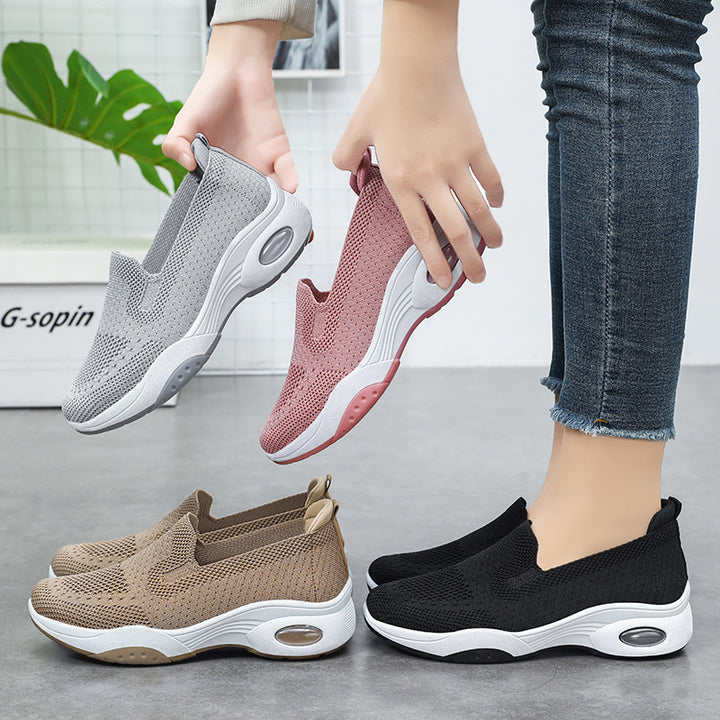 Women’s seamless knitted casual sneakers with breathable mesh upper and visible air cushion midsole Mune Fashion