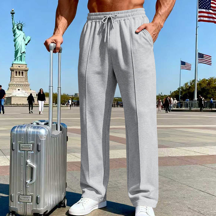 Men's wide Relax-Jogging pants with crease, elastic drawstring waistband, and side pockets Mune Fashion