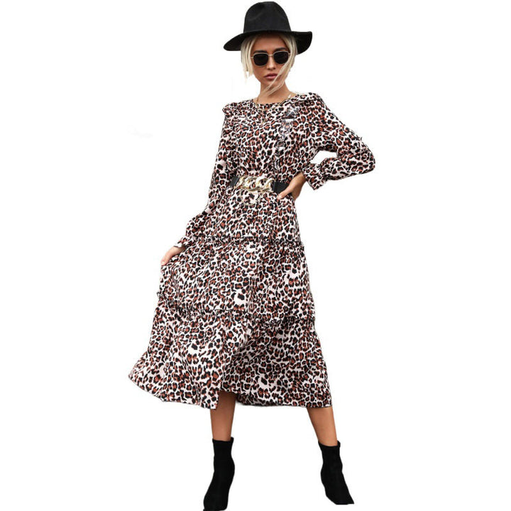 Women Long Leopard Dress Mune Fashion