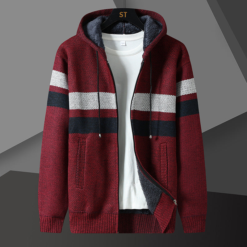 Men's padded knit hooded jacket with full zip and teddy lining Mune Fashion