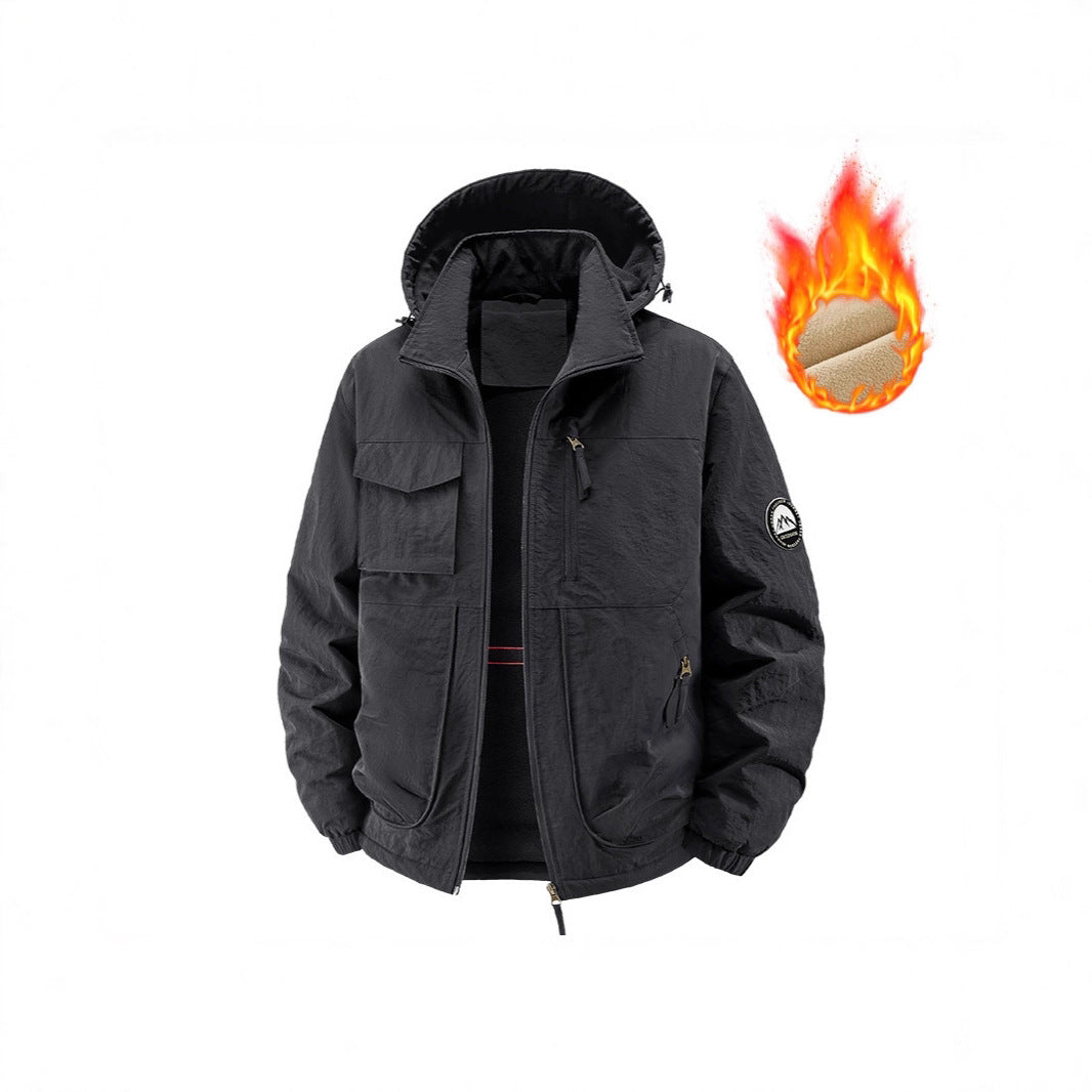 Men's Insulated Outdoor Jacket with Fleece Lining and Multifunctional Utility Pockets Mune Fashion