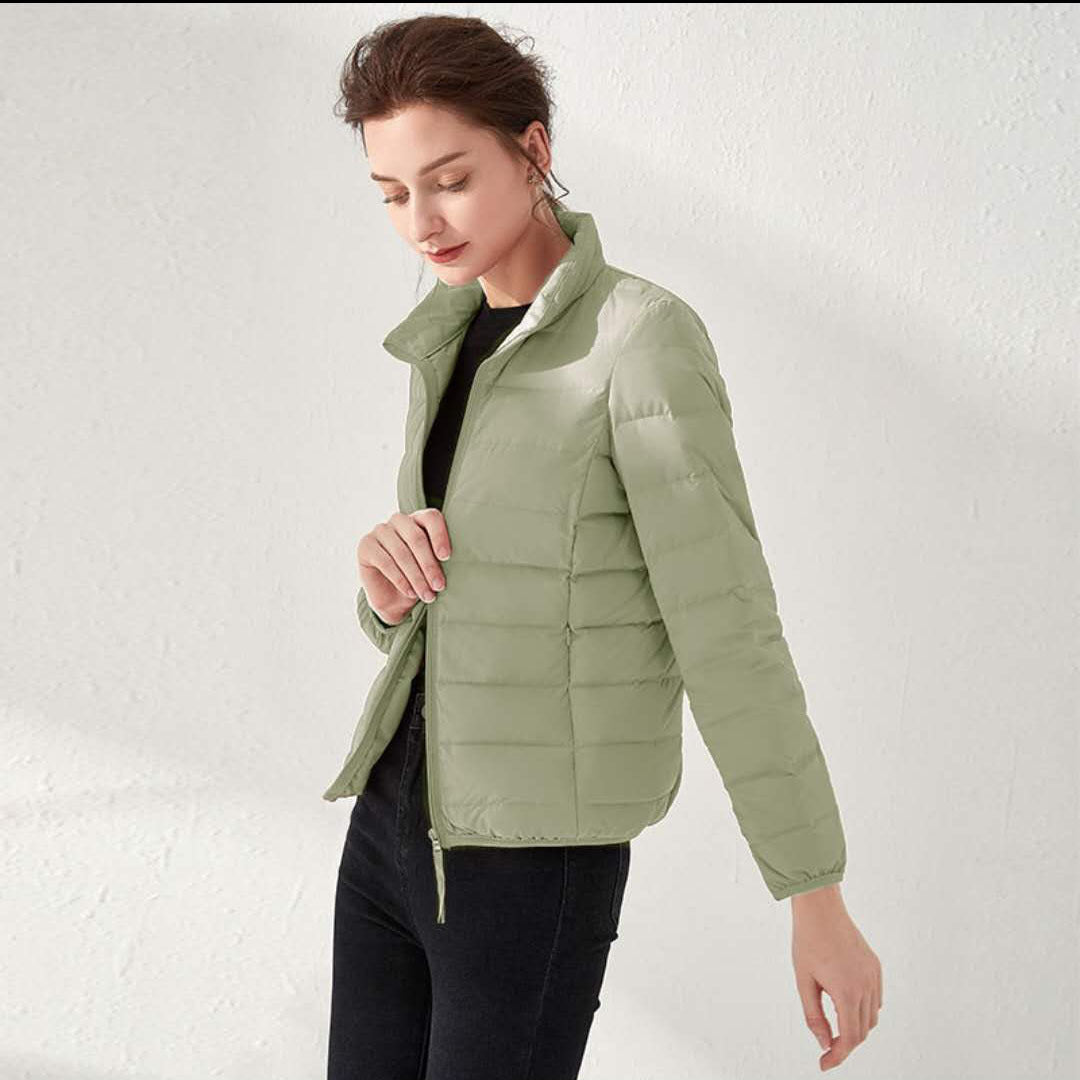 Women's Tailored Ultralight Padded Jacket with Stand-Up Collar and Slim Silhouette Mune Fashion
